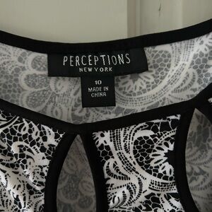 Perceptions black and white dress with belt size 10